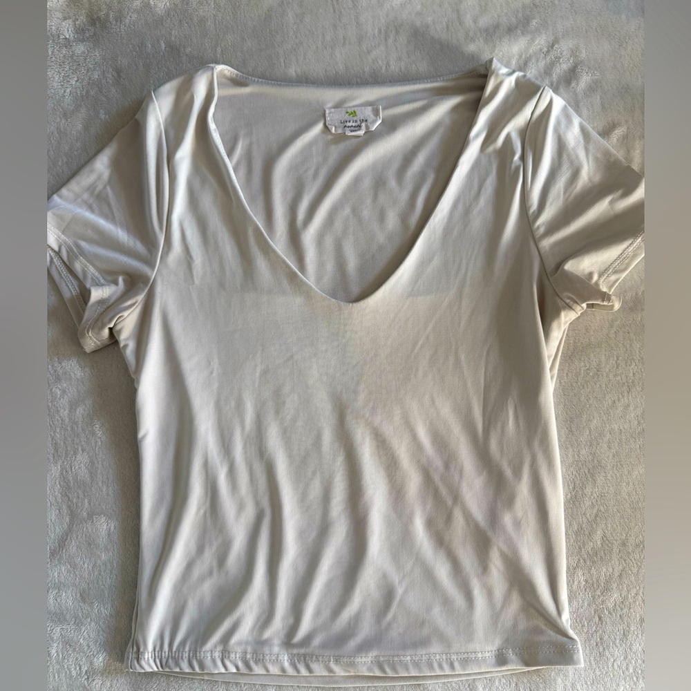Cream Fitted Short Sleeve T-Shirt